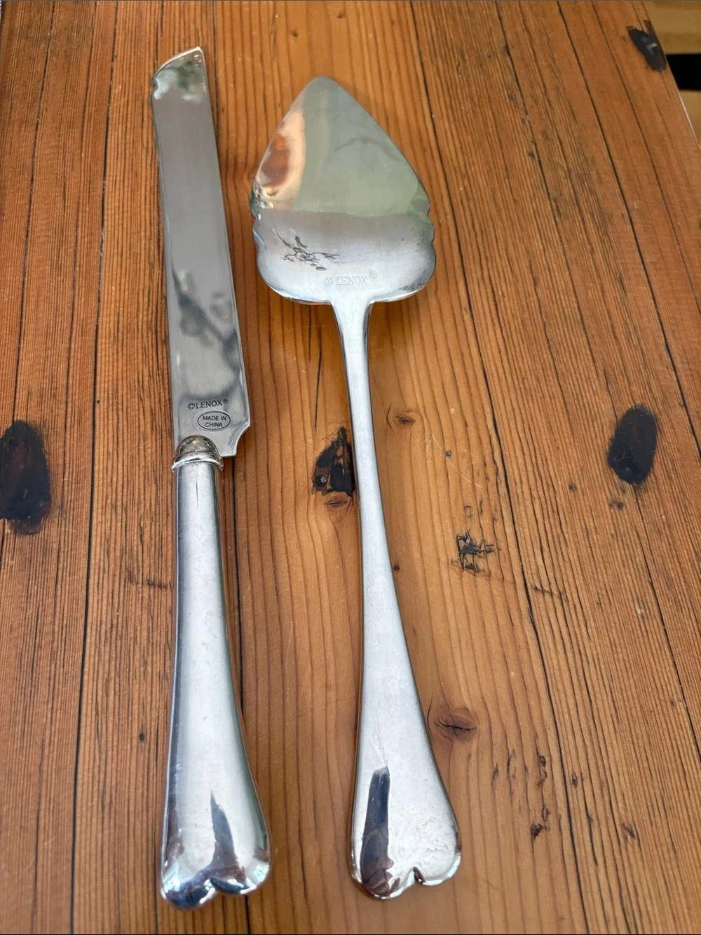 Lenox Silver plate Heart -Handle Cake Knife and Server Set